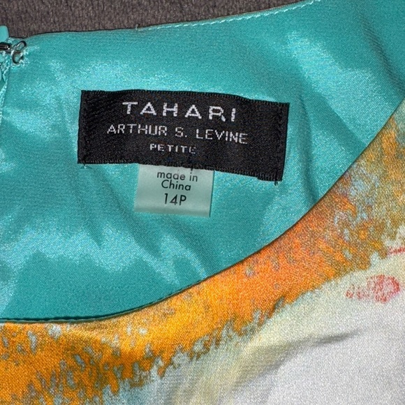 Tahari ASL NWT Nordstrom Size 14P Pink Blue & Orange Spring Office Midi Dress - Picture 5 of 10